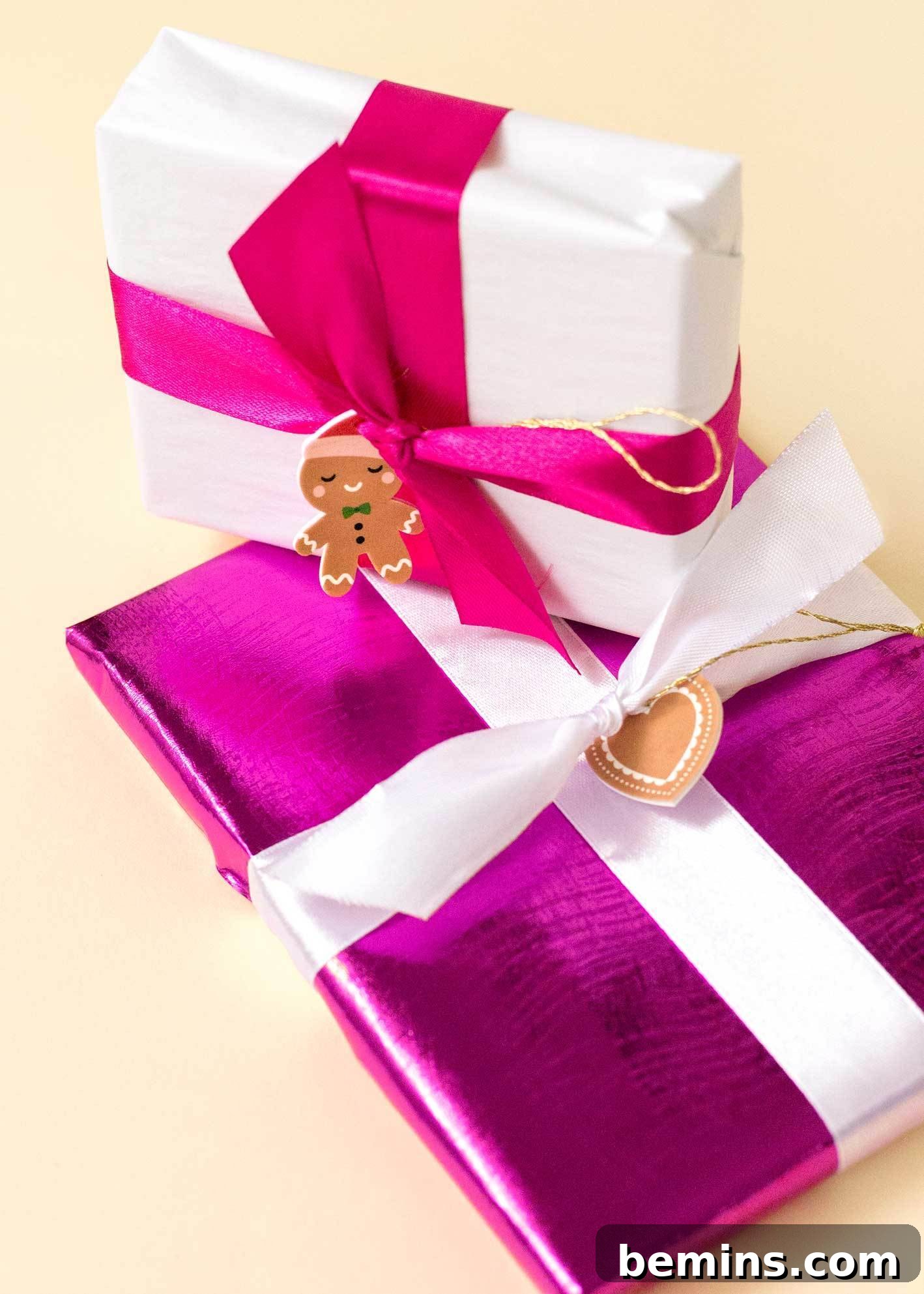 Festive gingerbread gift toppers that double as Christmas ornaments!