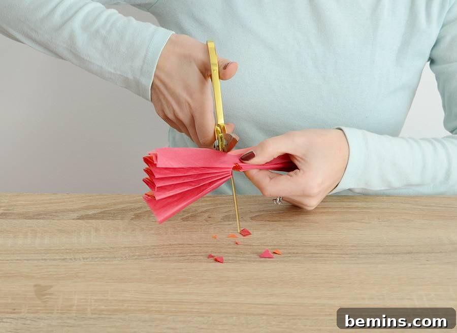 Preparing Tissue Paper for Mini Pom Pom Ornaments
