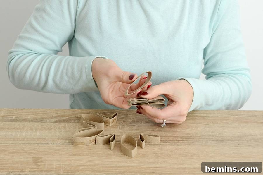 Preparing Cardboard Roll Slices for Snowflake Ornament