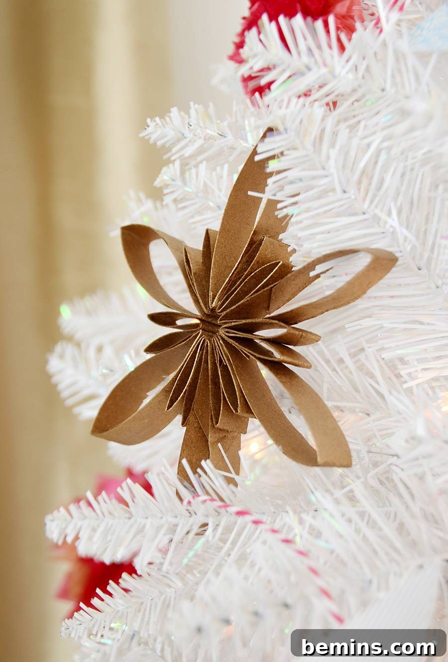 Finished Recycled Cardboard Roll Snowflake Ornament
