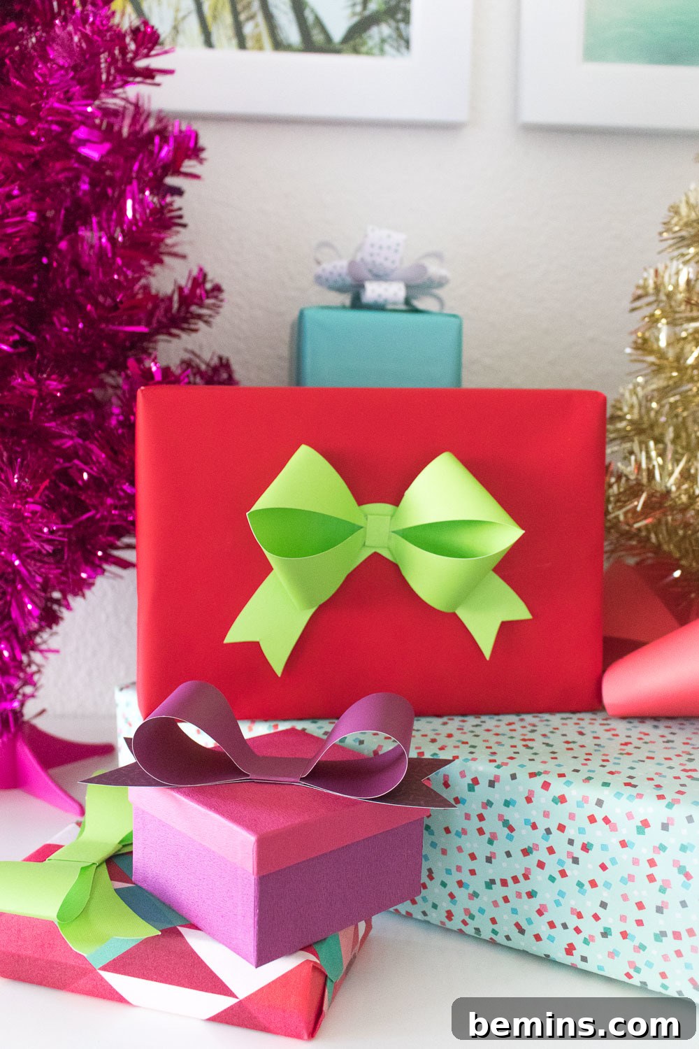 Creative Holiday Gifts Wrapped with 3D Paper Bows