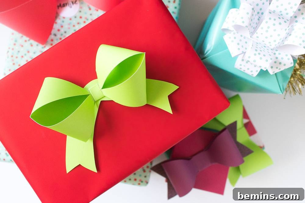 Beautifully Wrapped Presents with Handmade Paper Bows