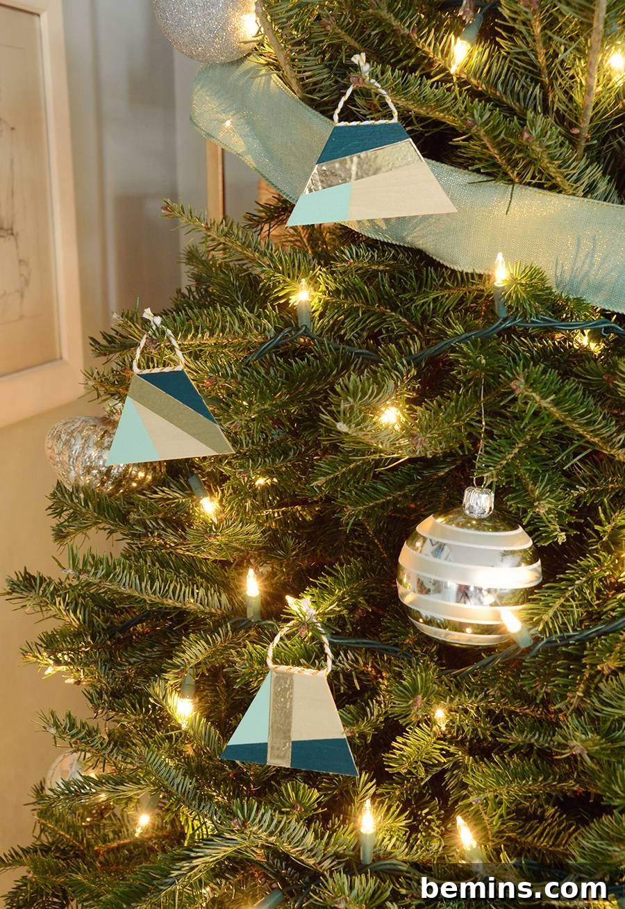 DIY Color Blocked Balsa Wood Ornaments
