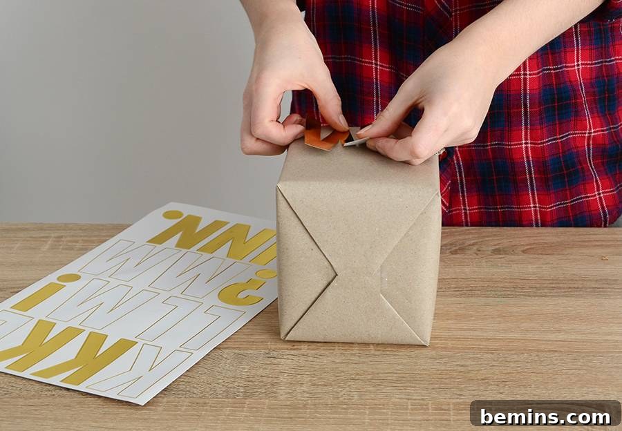 Personalized Kraft Paper Gift Wrap with Adhesive Letter