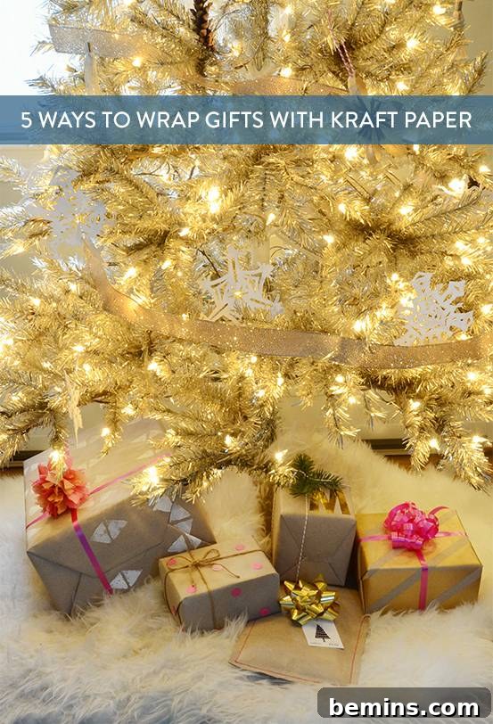 Share these Kraft Paper Gift Wrapping Ideas on Pinterest!