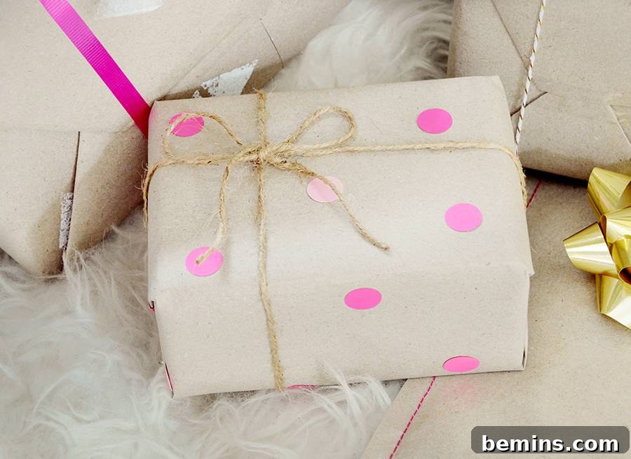 Polka Dot Kraft Paper Gift with Jute Twine