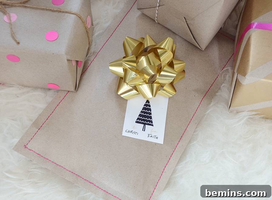 Finished Kraft Paper Gift Pouch with Bow