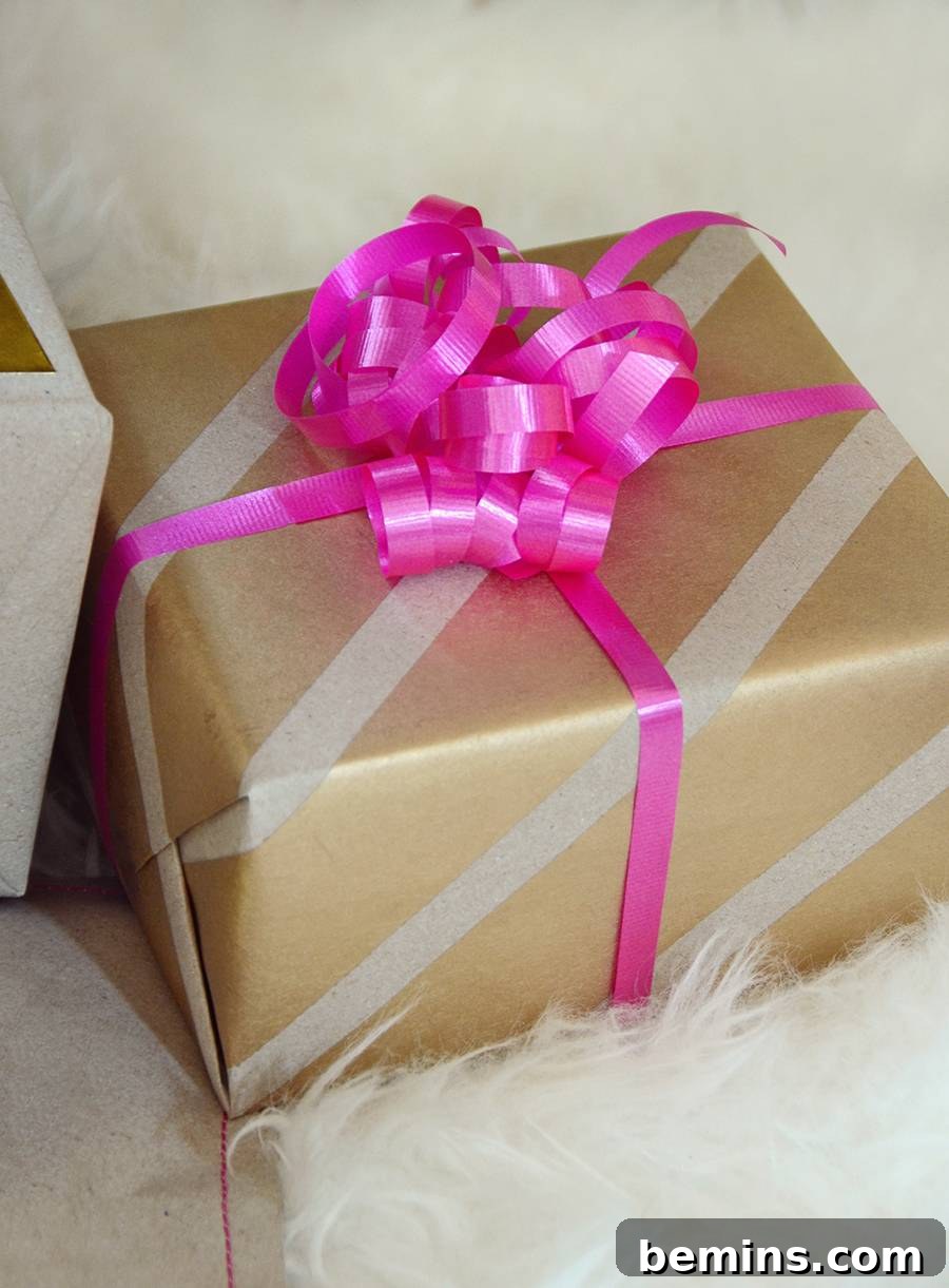 Diagonal Gold Stripes on Kraft Paper Gift Wrap