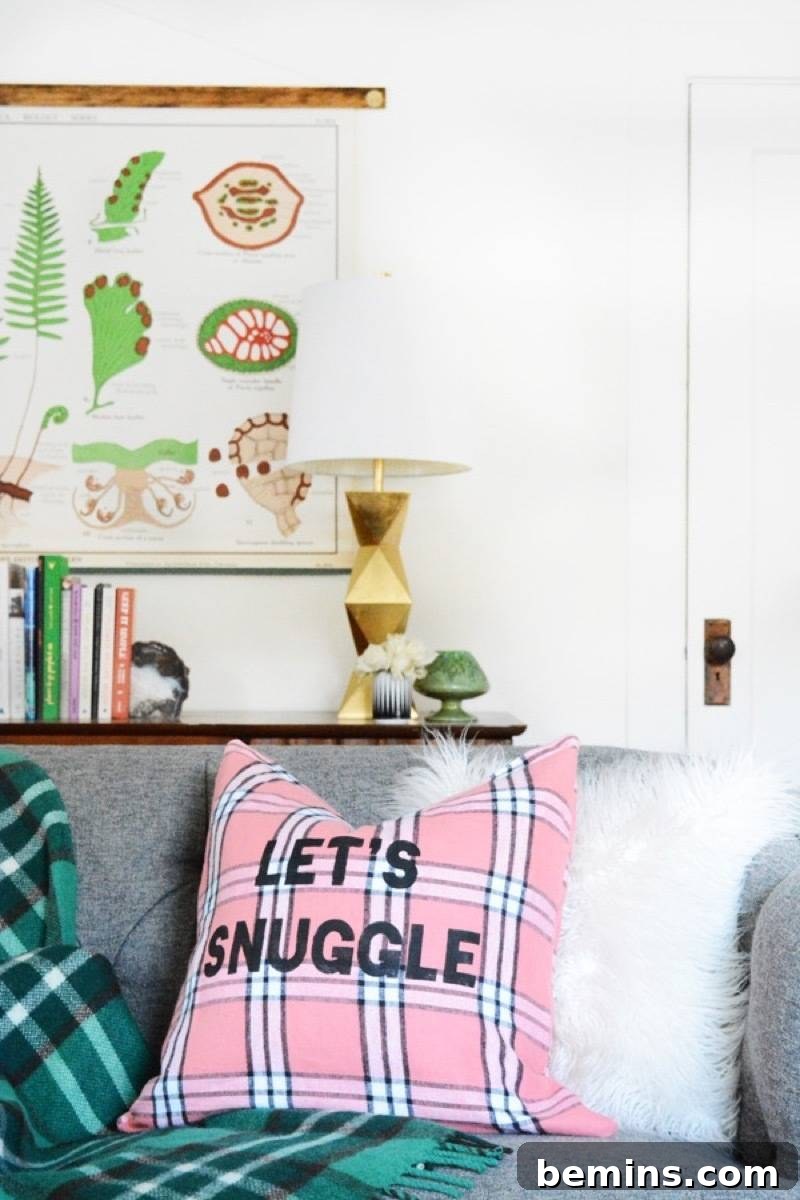 Cozy typography pillow