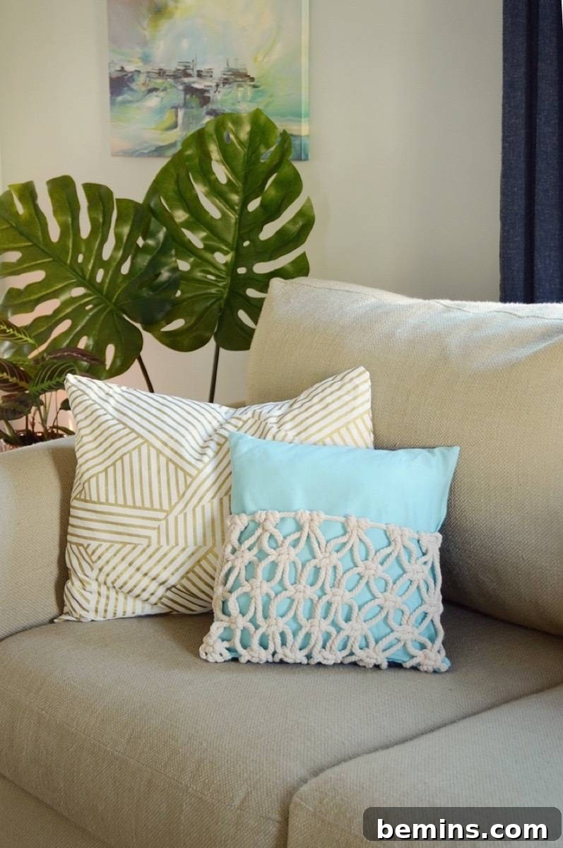 Boho-chic macrame pillow cover