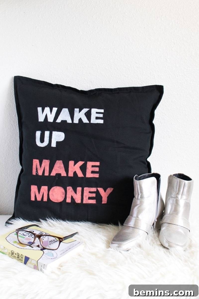 Personalized stenciled pillow cover