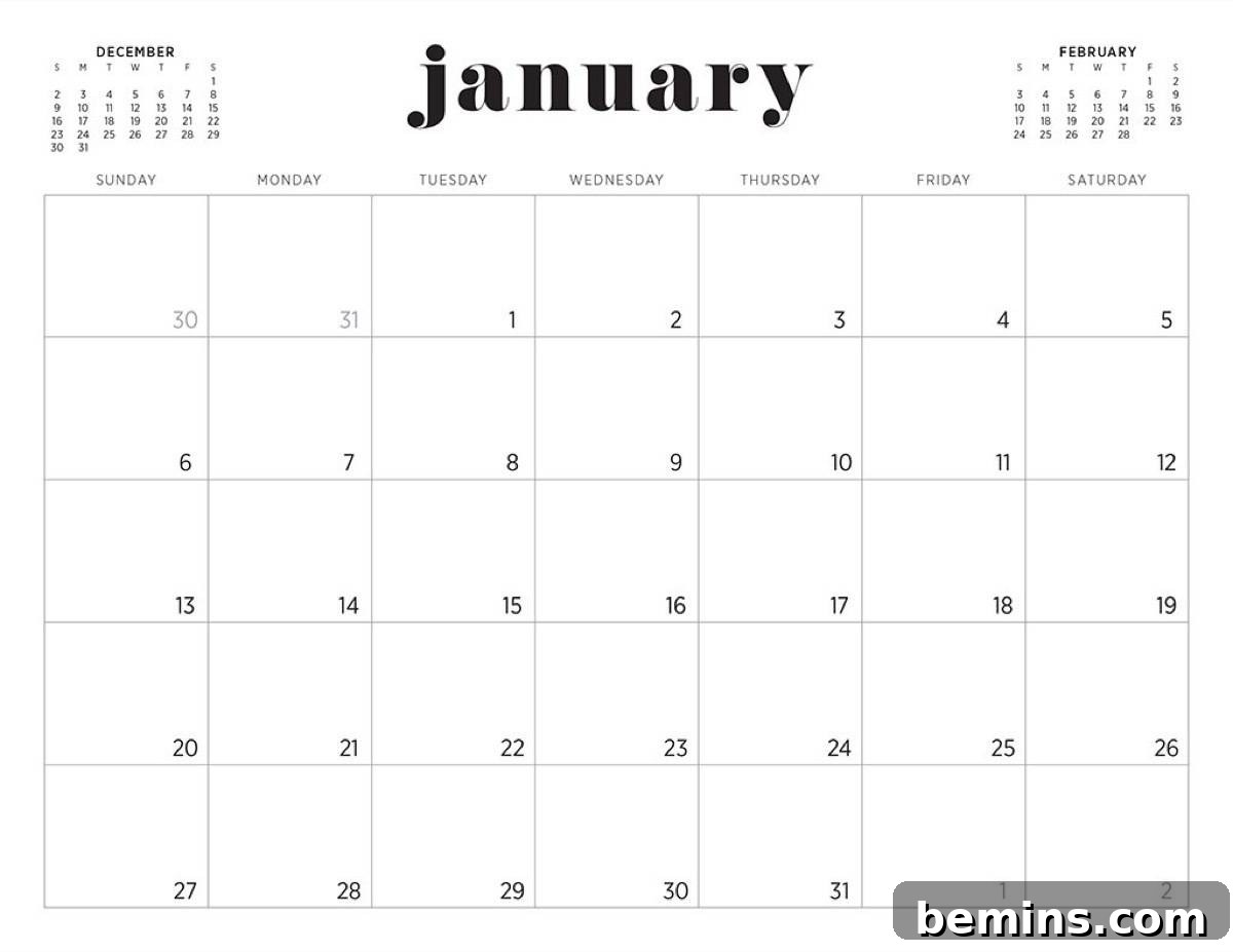 Stunning Free Printable Calendars to Organize Your 2020 4 minimalist sophisticated calendar PDF