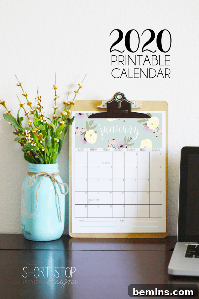 Stunning Free Printable Calendars to Organize Your 2020 5 fun filled graphic print calendar printable