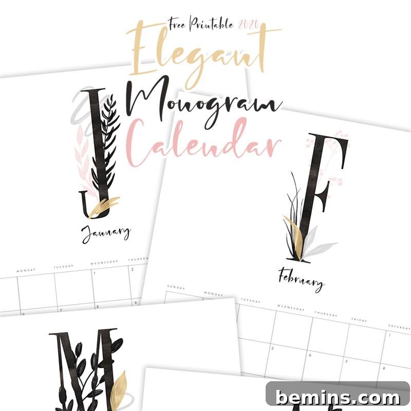 Stunning Free Printable Calendars to Organize Your 2020 3 Monogram 2024 Calendar