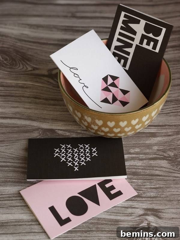 Beyond the Box: 25 Heartfelt Valentines Your Loved One Will Cherish 14 Cards sit in a basket and a table with a wooden surface.
