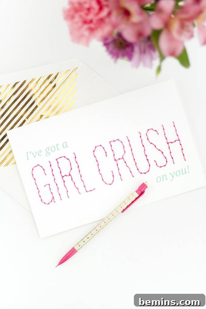 Beyond the Box: 25 Heartfelt Valentines Your Loved One Will Cherish 27 A pen is sitting near a note that says Girl Crush.