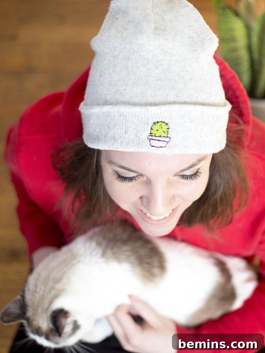 Embroidered beanie with a playful message