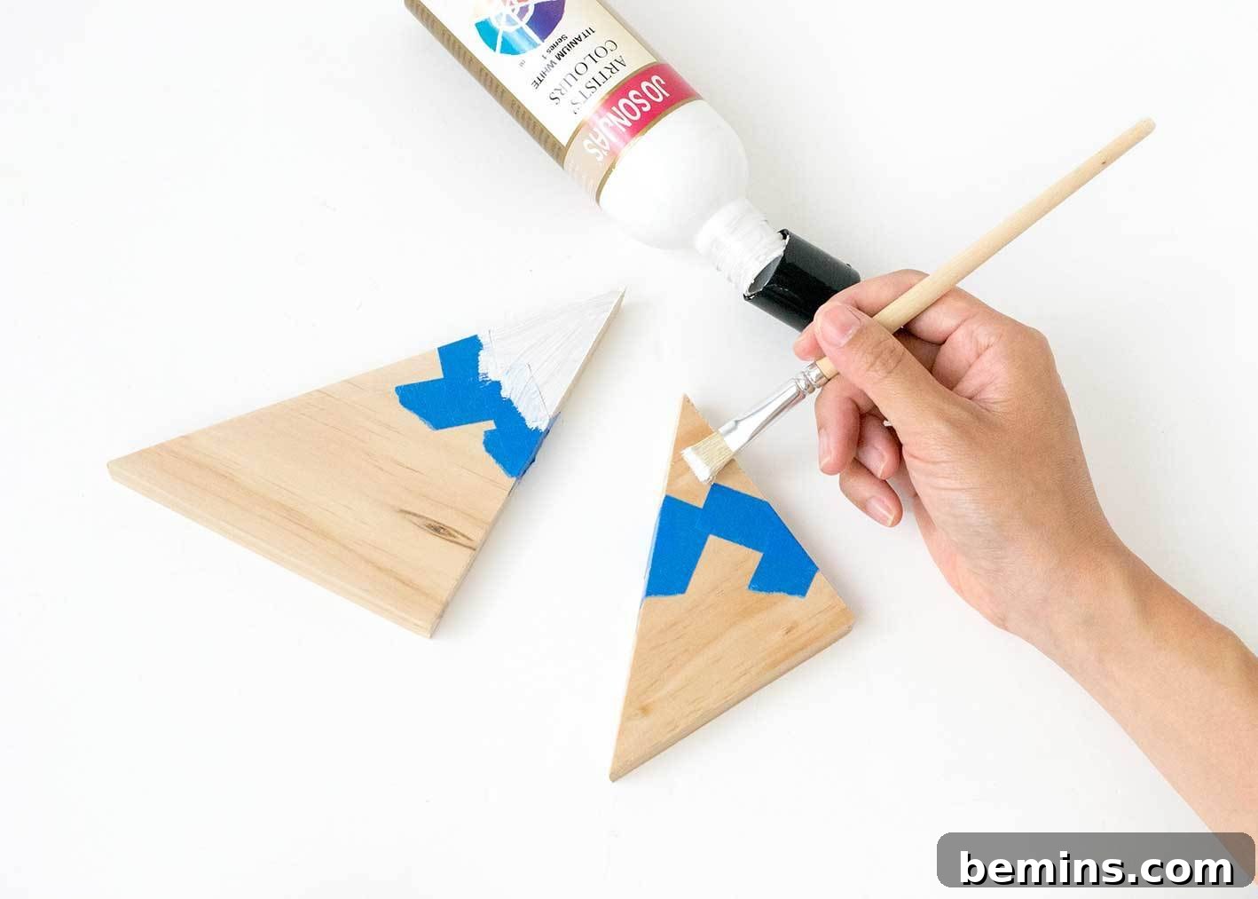 Priming and painting the snow caps