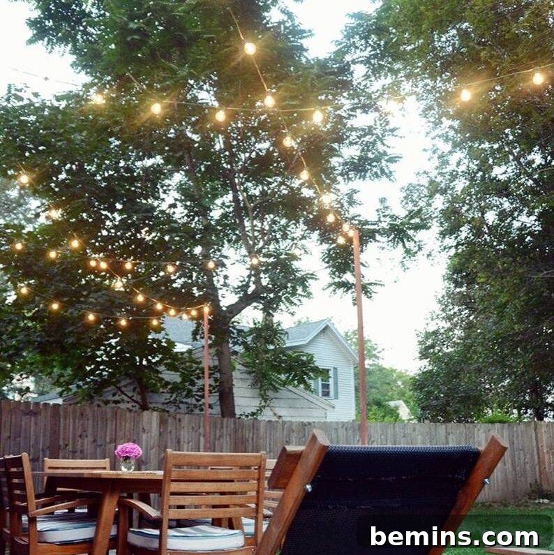 DIY outdoor bistro light stands: 59 DIY landscaping ideas