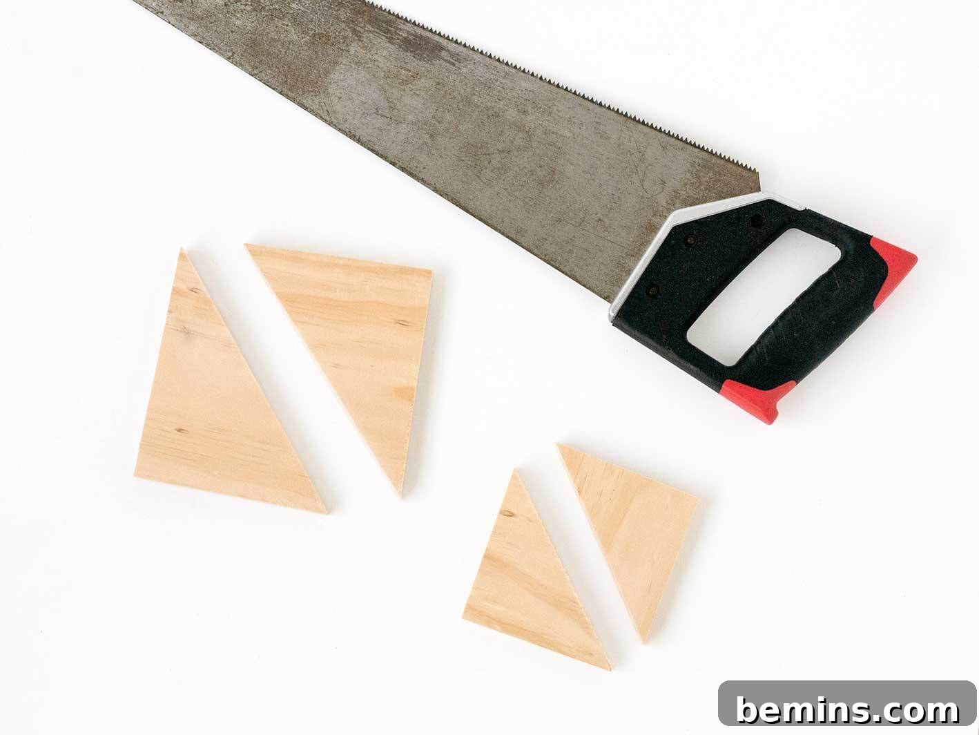 Cutting wood squares into triangles