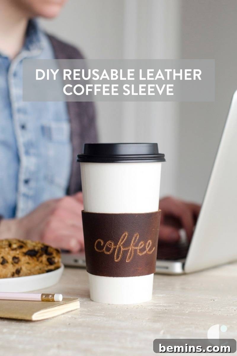 Craft a Stylish Leather Coffee Sleeve for Ultimate Comfort 15 DIY This: Personalized leather coffee cup sleeve final result
