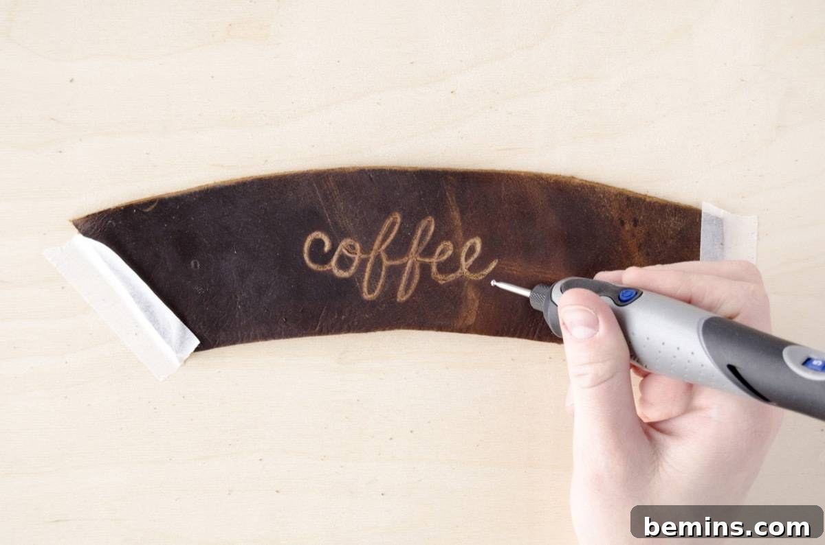 Leather coffee sleeve - Step 3