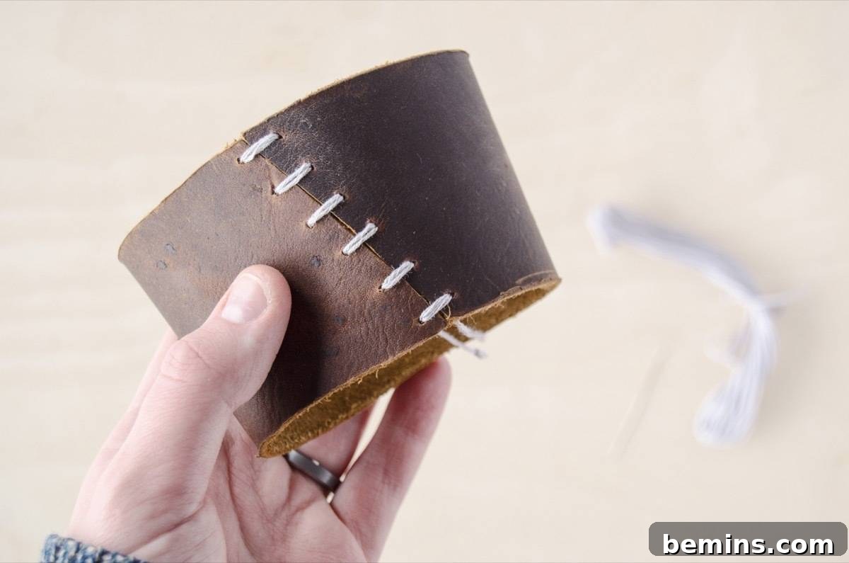 Leather coffee sleeve - Step 5
