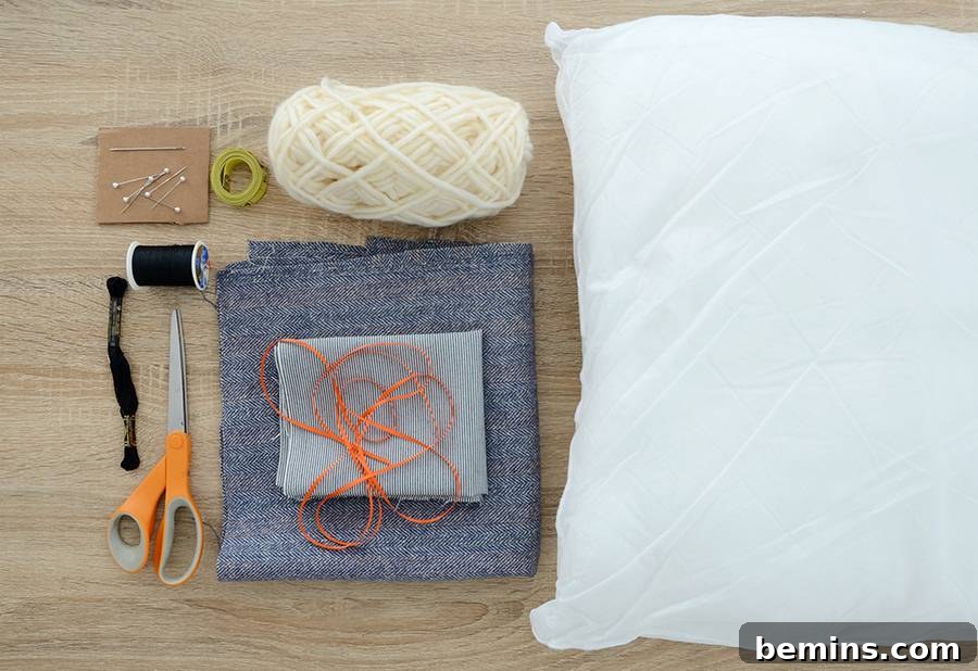 Anthropologie-Inspired DIY Pillow Project 4 DIY Woven Anthropologie Knockoff Throw Pillows materials list