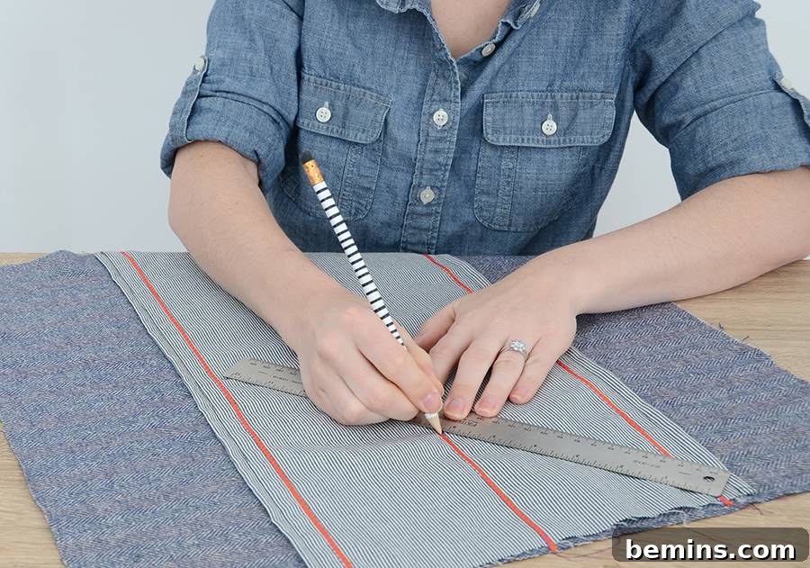 Anthropologie-Inspired DIY Pillow Project 7 Cut the piece into three equal sections