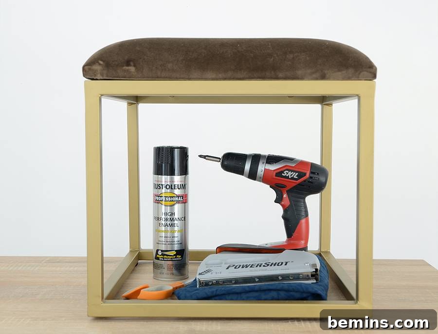 Effortless Ottoman Upgrade: A Simple DIY Transformation 4 Materials Needed for Ottoman Reupholstering