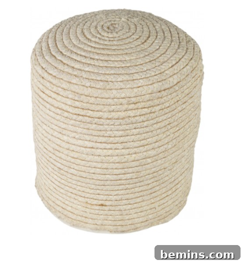 Braided rope-like pouf for a natural look.