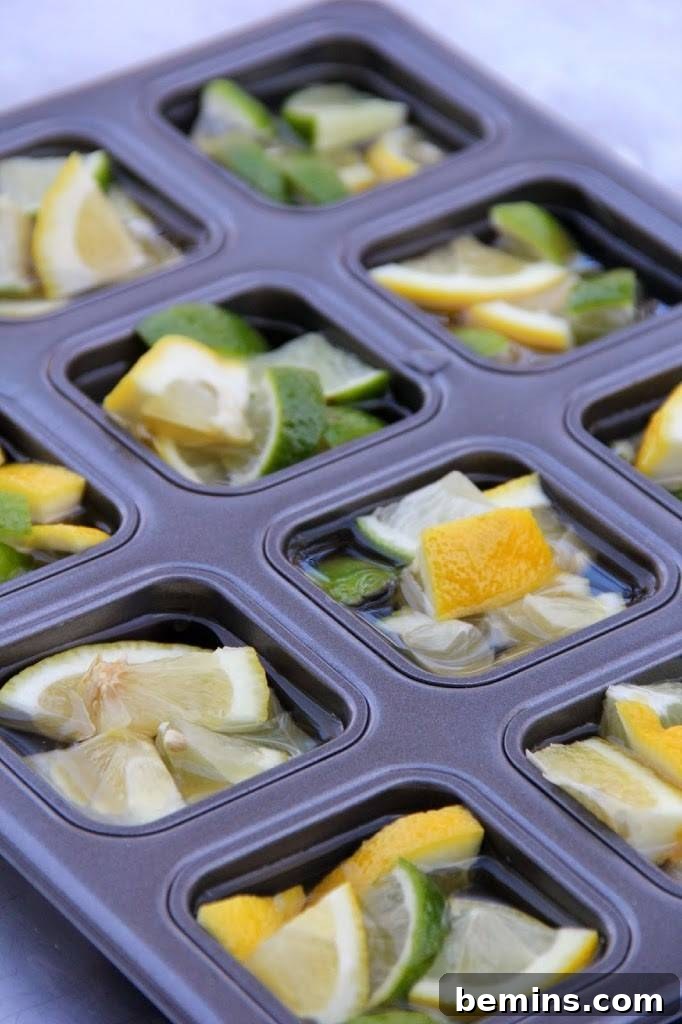 Ultimate Home Cleaning Guide: Room-by-Room Secrets 8 Frozen citrus slices and vinegar in small containers.