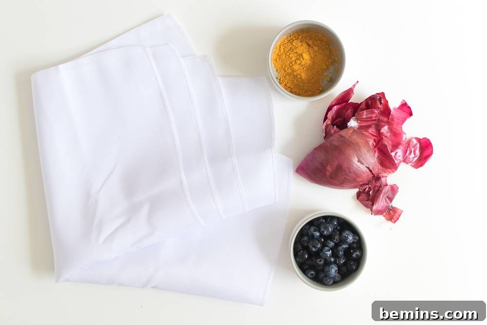 A bowl containing turmeric powder and blueberries, essential components for natural fabric dyeing, next to a paper towel.