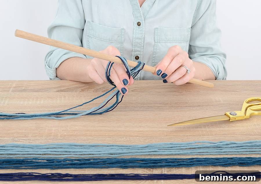 Cutting and Preparing Yarn for Macrame