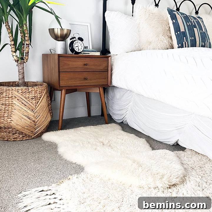 Cozy bohemian interior featuring a mix of furniture styles, plush textures, and warm lighting by Brit Design.