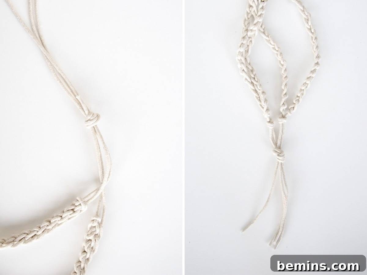 Not Macrame: A Fresh Take on DIY Plant Hangers 15 Finished crochet plant hanger with the loose ends tied at the top and bottom