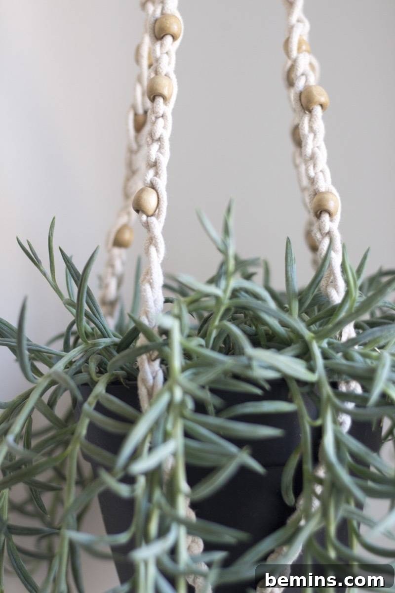 Not Macrame: A Fresh Take on DIY Plant Hangers 16 Crochet plant hanger holding a small potted plant