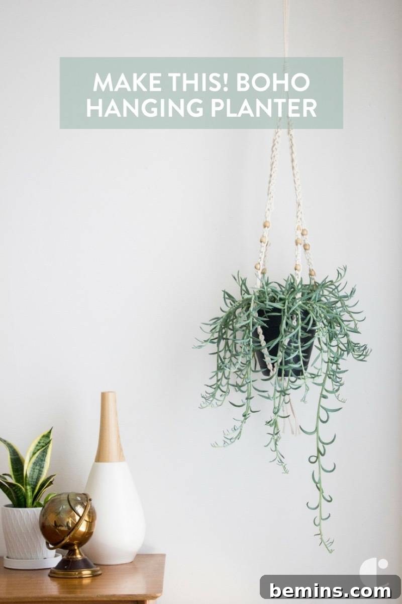 Not Macrame: A Fresh Take on DIY Plant Hangers 19 Finished crochet plant hanger with a string of bananas succulent