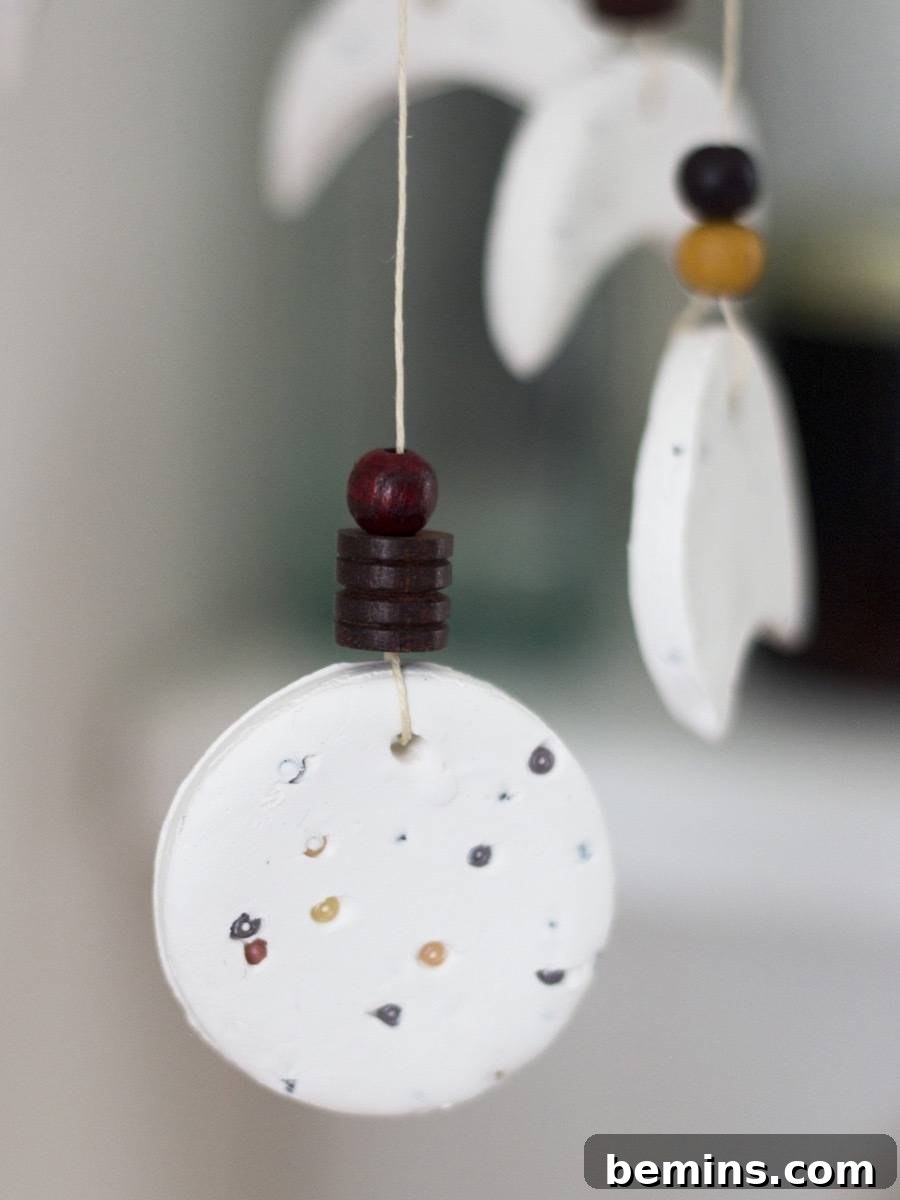 Handmade Moon Phase Wind Chime Close-Up: Craft Details
