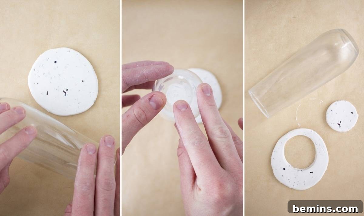Using a Glass to Cut Circular Shapes from Clay for Moon Phases