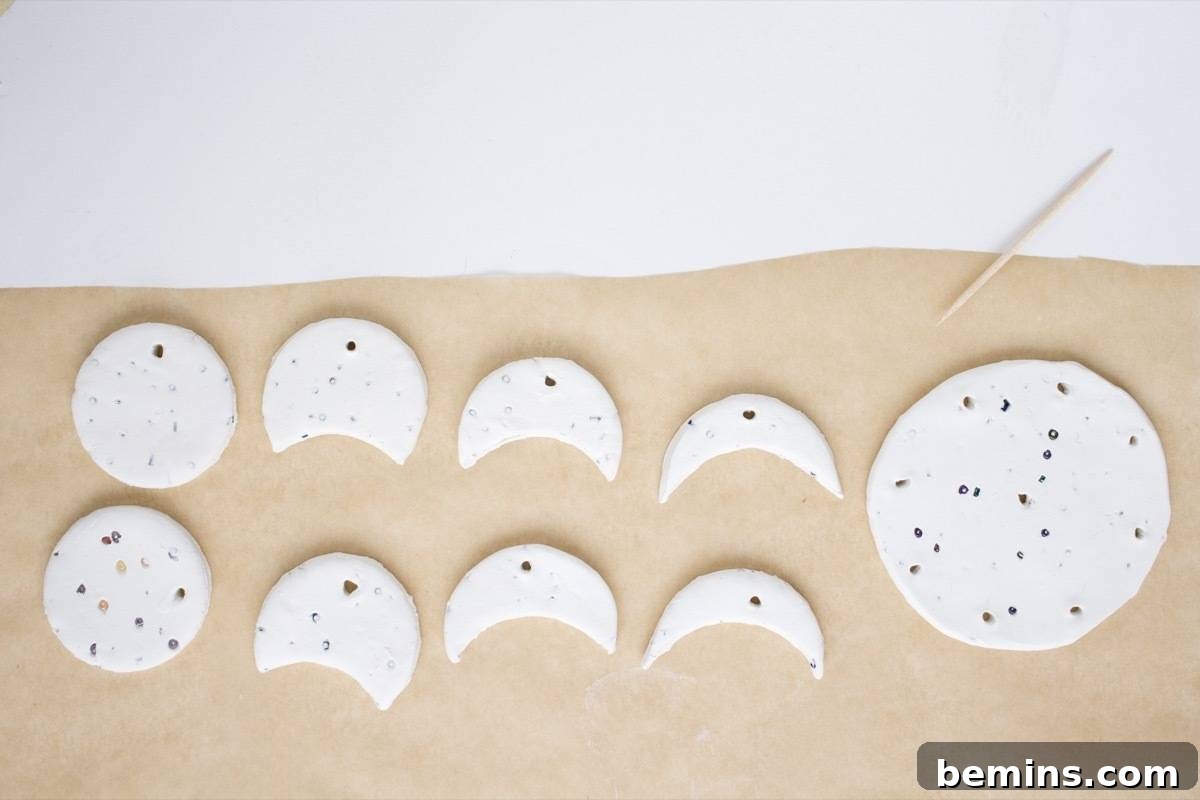 Clay Pieces Used in a Handmade Wind Chime Project