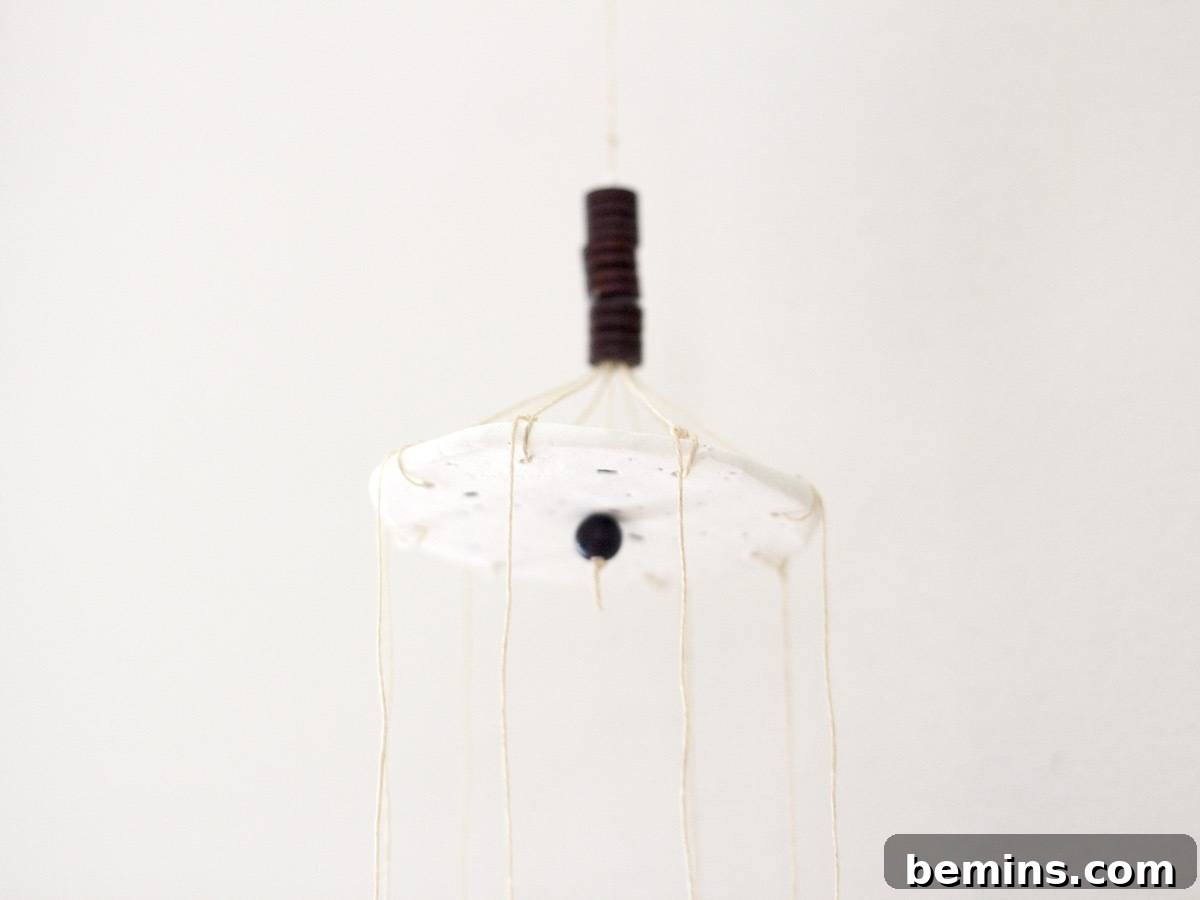 Finished Lunar Wind Chime Hanging from the Ceiling