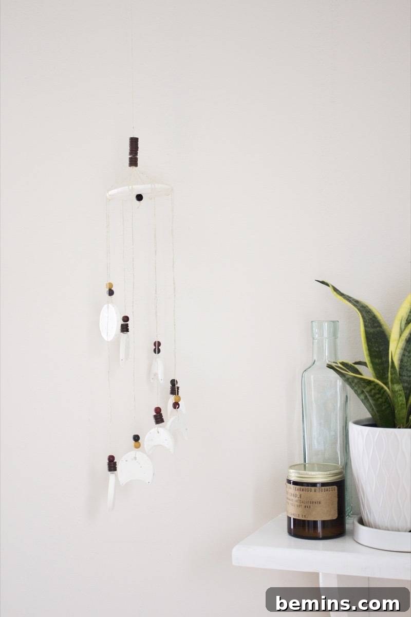DIY Moon Phase Wind Chime Display: Home Decor Inspiration