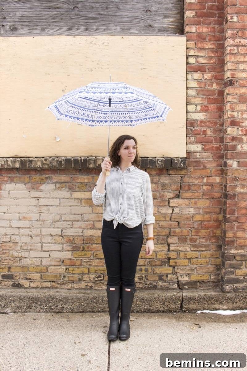 Transform a boring umbrella using waterproof paint