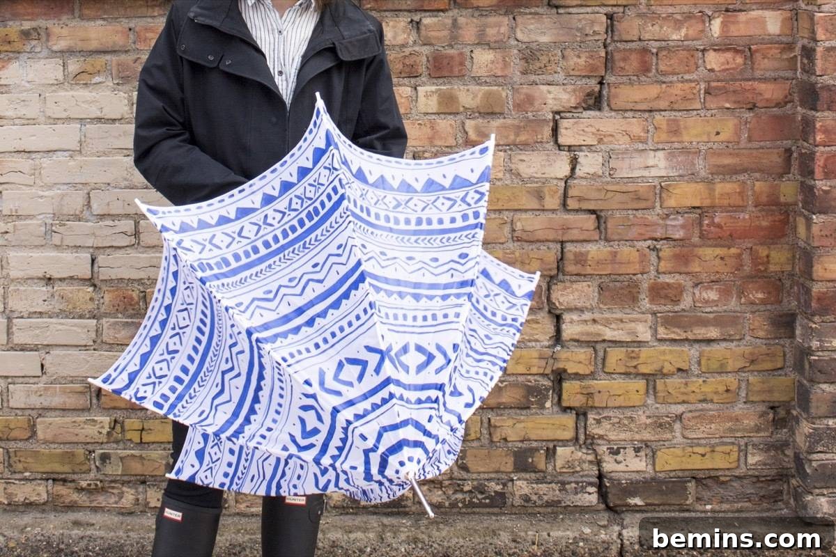 Finished DIY painted umbrella: a vibrant and waterproof accessory