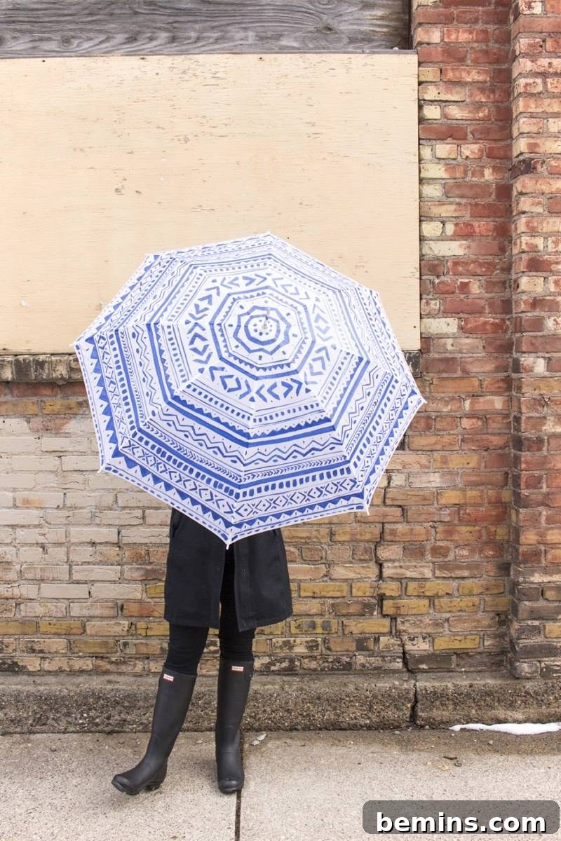 Transformed umbrella: an indigo blue beauty