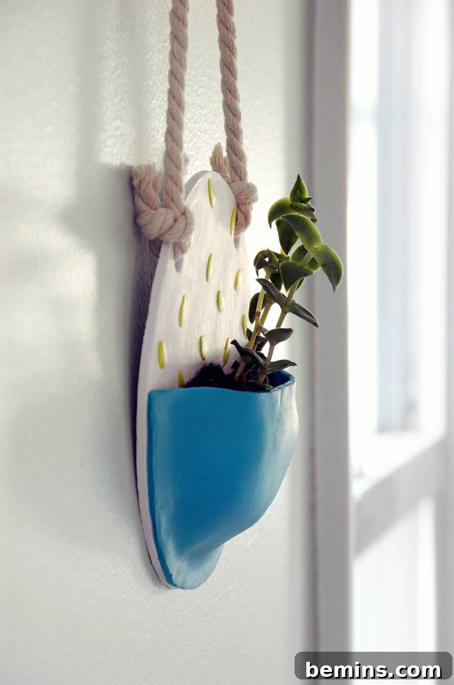 Effortless Green: DIY Vertical Garden Pockets 11 Finished DIY Polymer Clay Plant Pocket Hanging on Wall