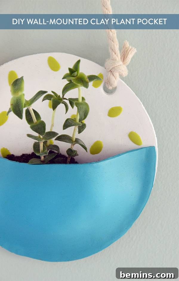 Effortless Green: DIY Vertical Garden Pockets 13 DIY Polymer Clay Plant Pocket Pinterest Image