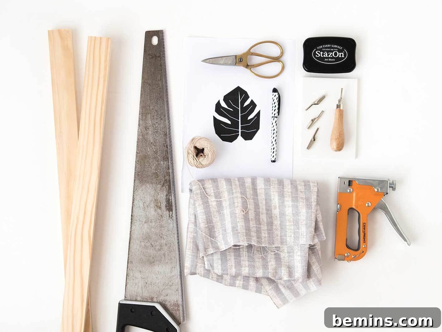 Gathering materials for your DIY fabric wall art project.