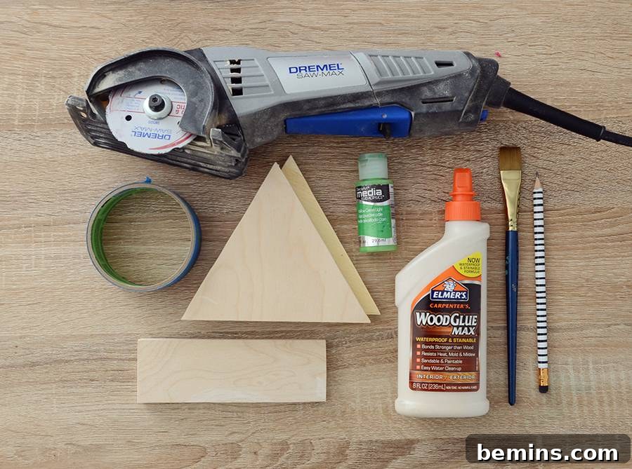 Materials for Easy DIY Snowy Mountain Napkin Holder